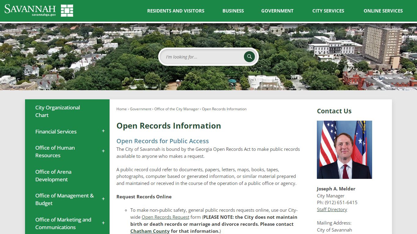 Open Records Information | Savannah, GA - Official Website