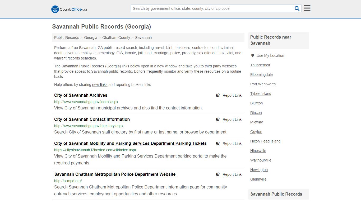 Public Records - Savannah, GA (Business, Criminal, GIS, Property ...