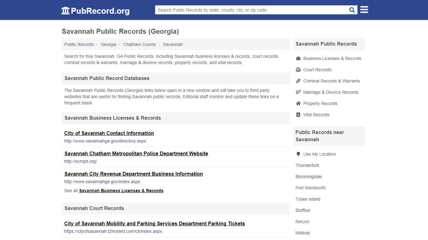 Free Savannah Public Records (Georgia Public Records) - PubRecord.org